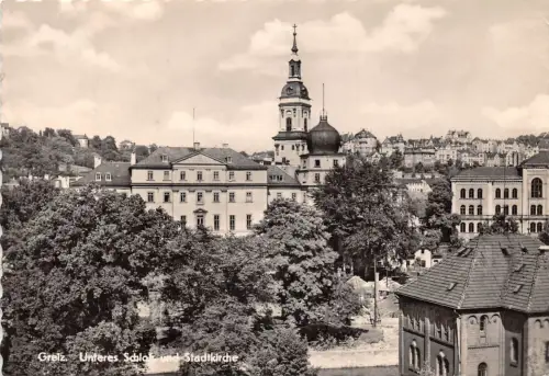 Greiz unteres Schloß und Stadtkirche gl1963 180.392