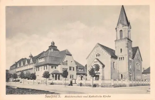 Saalfeld (Saale) Mädchenschule und Katholische Kirche ngl 180.459