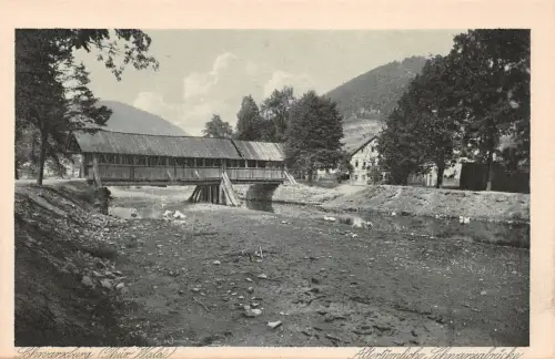 Schwarzburg (Thür.Wald) Altertümliche Schwarzabrücke ngl 180.534