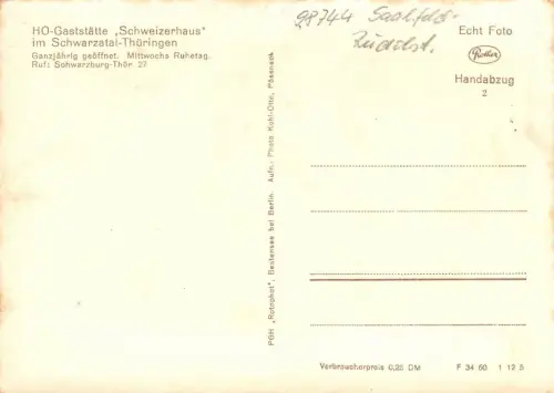 Schwarzatal (Thür.Wald) Schweizerhaus ngl 180.546