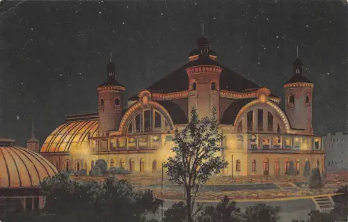 Leipzig Gesellschaftshaus im Palmengarten bei Nacht gl1907 180.692