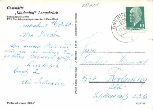 Langebrück Gaststätte "Lindenhof" Innenansicht gl1968 180.951