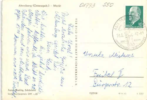 Altenberg (Erzg.) Markt gl1962 180.983
