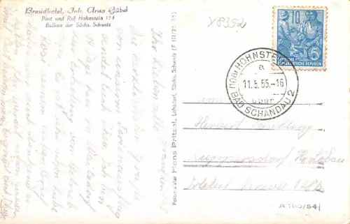 Hohenstein (Sächs. Schweiz) Blick vom Brand auf Lilienstein gl1955 181.098