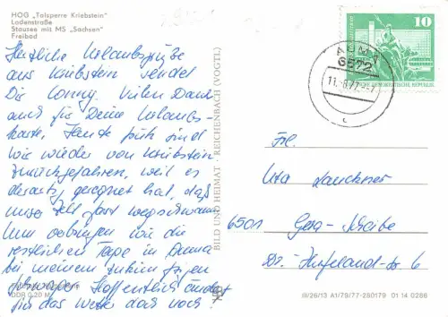 Kriebstein Talsperre Mehrbildkarte gl1977 181.185