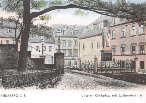 Annaberg Unterer Kirchplatz mit Lutherdenkmal ngl 181.197