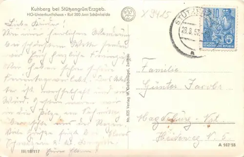 Stützengrün Erzgebirge Kuhberg HO-Unterkunftshaus gl1957 181.241