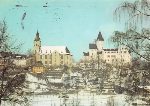 Schwarzenberg (Erzgebirge) Blick auf Schloß und Kirche gl1989 181.245