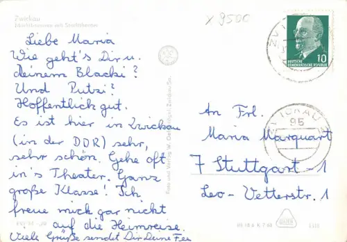 Zwickau Marktbrunnen und Stadttheater ngl 181.254