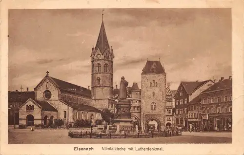 Eisenach Nicolaikirche mit Lutherdenkmal gl1918 181.590