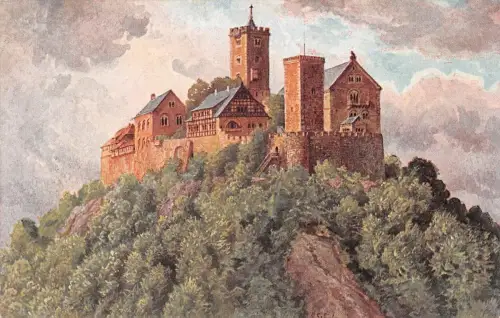 Eisenach - Wartburg von Süd-West Künstlerkarte ngl 181.774