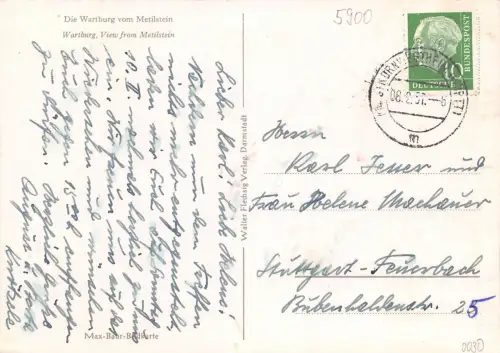Eisenach - Wartburg vom Metilstein gl1957 181.872