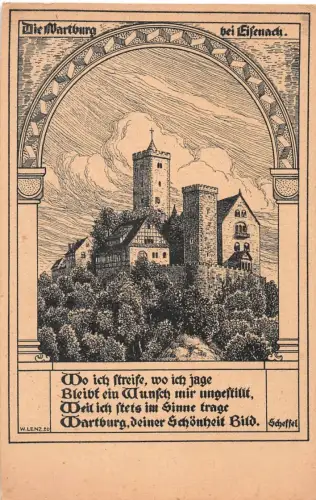 Eisenach - Wartburg Gesamtansicht, Künstlerkarte ngl 181.859