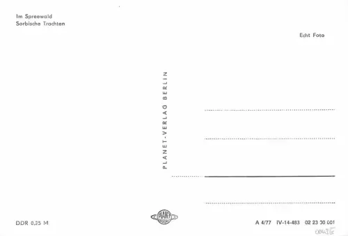 Spreewald Sorbische Trachten ngl 182.319