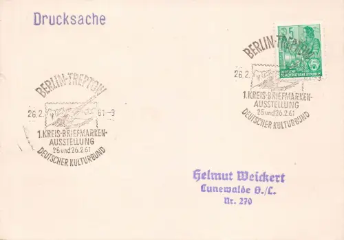 Berlin-Treptow Drucksache mit Sonderstempel gl1961 182.304