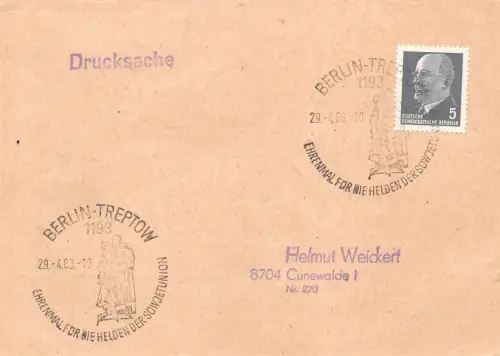 Berlin-Treptow Drucksache mit Sonderstempel gl1968 182.302