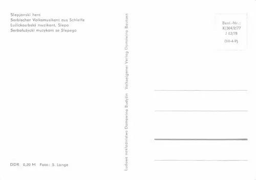 Spreewald Sorbischer Volksmusikant ngl 182.374