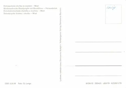 Spreewald Niedersorbische Brautjungfer mit Brautführer ngl 182.406