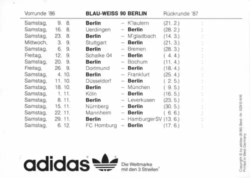 Sport-Fußball Blau-Weiß 90 Berlin Mannschaftsfoto Saison 86/87 ngl 182.428