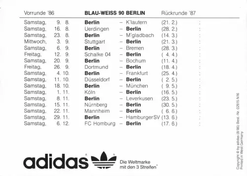 Sport-Fußball Blau-Weiß 90 Berlin Mannschaftsfoto Saison 86/87 ngl 182.427