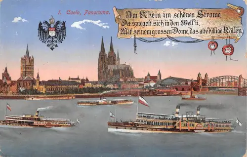 Köln Panorama mit Dom und Gedicht feldpgl1915 182.521