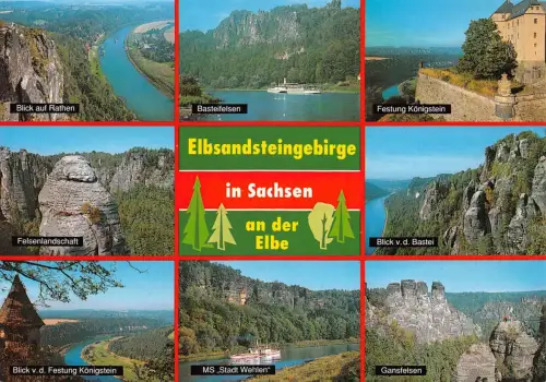 Elbsandsteingebirge Mehrbildkarte ngl 182.581