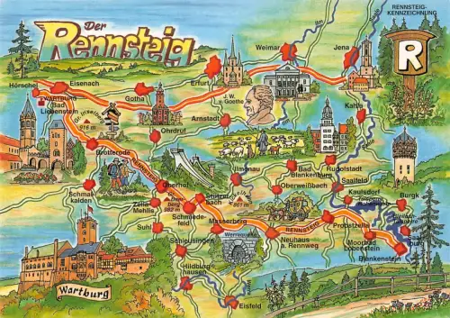 Thüringen Rennsteig Landkarten-AK ngl 182.594