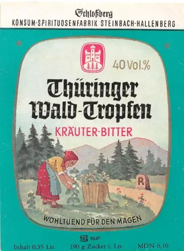 Steinbach-Hallenberg Spirituosenfabrik Schloßberg Flaschenetikett keine AK ngl 183.041