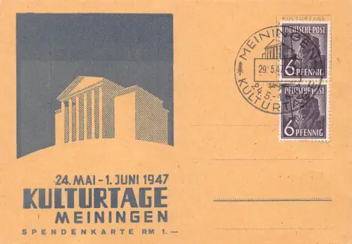 Meiningen Kulturtage 1947 Postkarte ngl 183.066