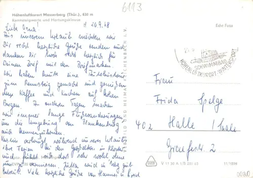 Masserberg Rennsteigwarte Hartungsklause gl1968 183.236