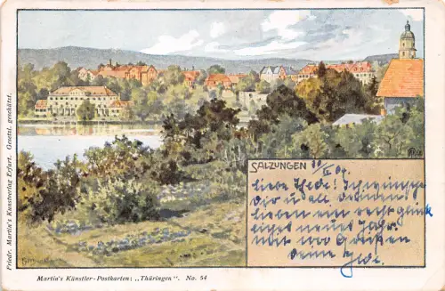 Bad Salzungen Panorama Künstlerkarte sign. gl1904 183.327