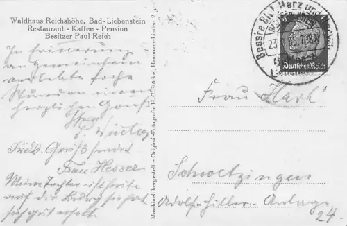 Bad Liebenstein Waldhaus Reichshöhe gl1935 183.381