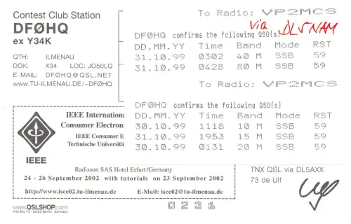 Ilmenau Contest Club Funkerkarte ngl 183.685