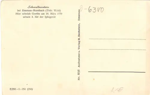 Ilmenau Schwalbenstein mit Goethegedicht ngl 183.716
