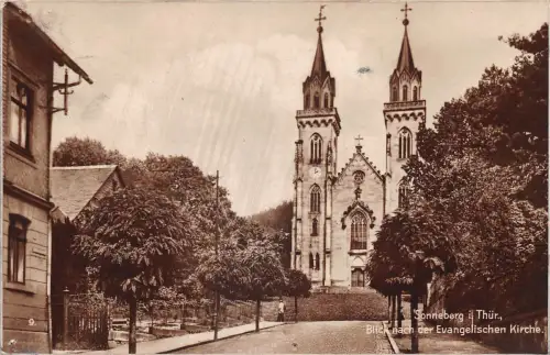 Sonneberg i.Thür. Blick nach der Evangelische Kirche gl1931 183.998