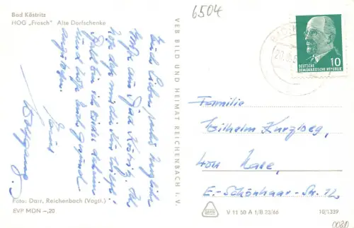 Bad Köstritz HOG "Frosch" Alte Dorfschänke gl1963 184.046