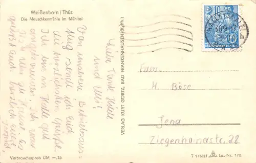 Weißenborn Die Meuschkenmühle gl1957 184.140