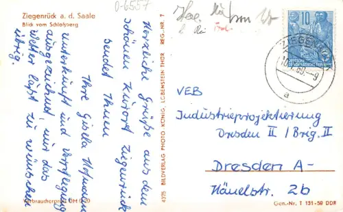 Ziegenrück a.d. Saale Blick vom Schloßberg gl1959 184.259