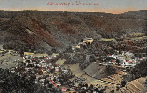 Schwarzburg (Thür.Wald) Panorama vom Trippstein gl1913 184.855