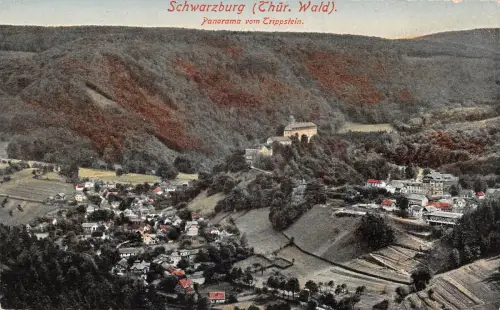 Schwarzburg (Thür.Wald) Panorama vom Trippstein ngl 184.854