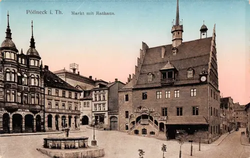 Pößneck i.Thür. Markt mit Rathaus ngl 184.984