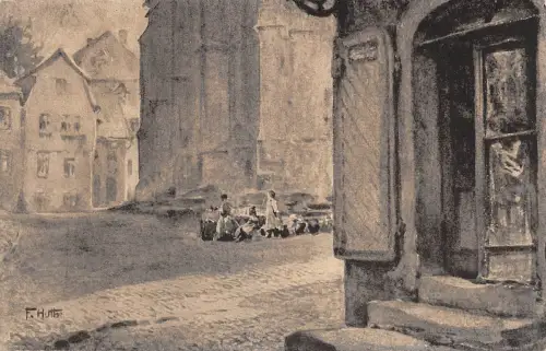 Pößneck i.Thür. An der Kirche Künstlerkarte ngl 184.988