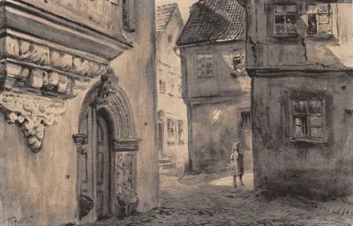 Pößneck i.Thür. Klostergasse Künstlerkarte ngl 184.987