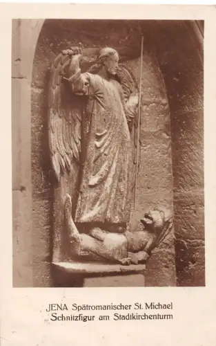 Jena St. Michael Schnitzfigur am Stadtkirchturm gl1927 185.034