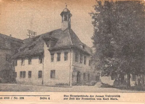 Jena Universität Zeitungsausschnitt auf Postkarte geklebt ngl 185.126
