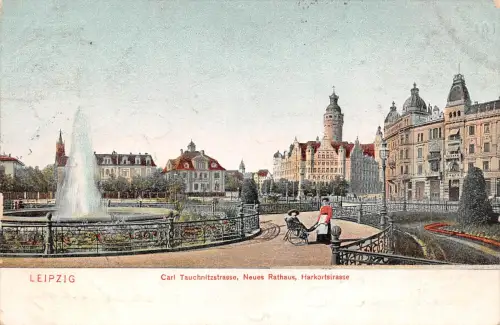 Leipzig Carl Tauchnitzstraße, Neues Rathaus, Harkortstraße gl1906 185.239