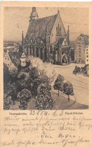 Leipzig Thomaskirche Künstlerkarte Horst Schulze gl1904 185.305