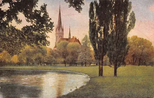 Leipzig Lutherkirche und Johannesparkteich gl1927 185.284