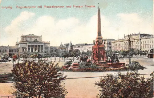 Leipzig Augustusplatz mit Mendebrunnen gl1909 185.341