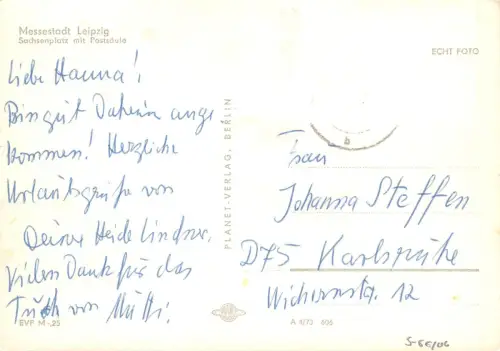 Leipzig Sachsenplatz mit Postsäule gl 185.349